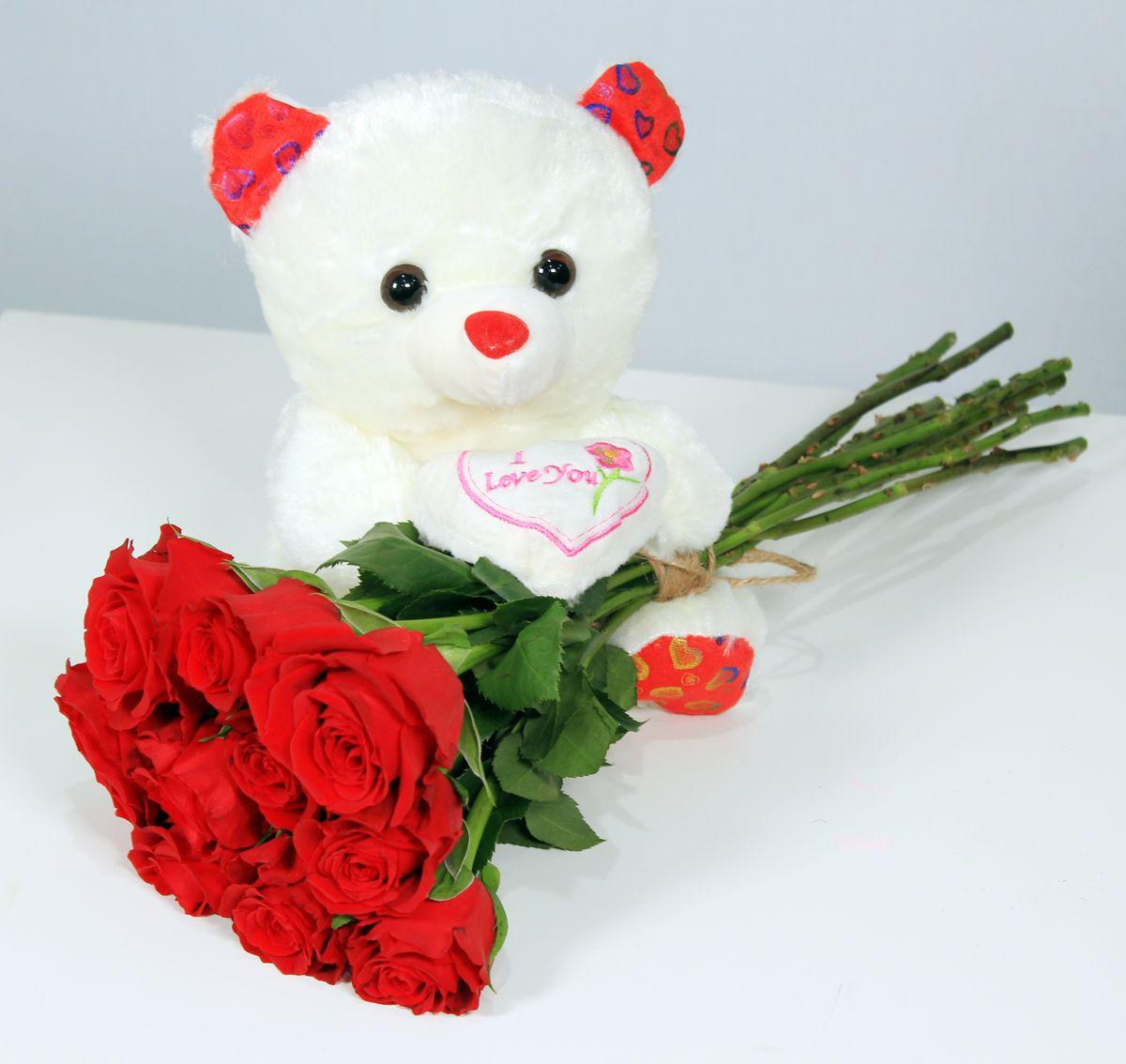 Combo Flores e Urso de Pelúcia